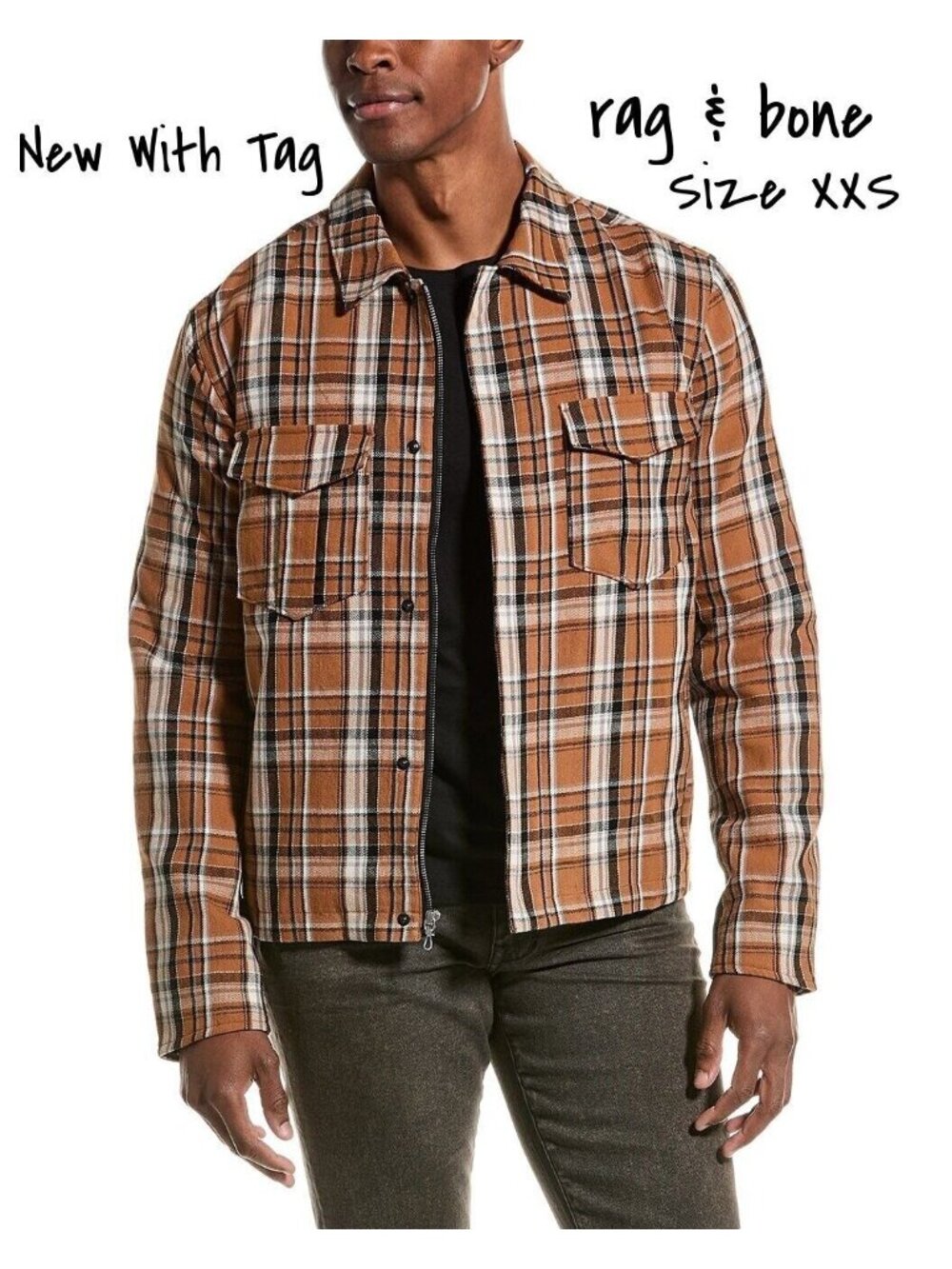 New Rag & Bone Men's Plaid Jacket in Brown Size XXS New With Tags